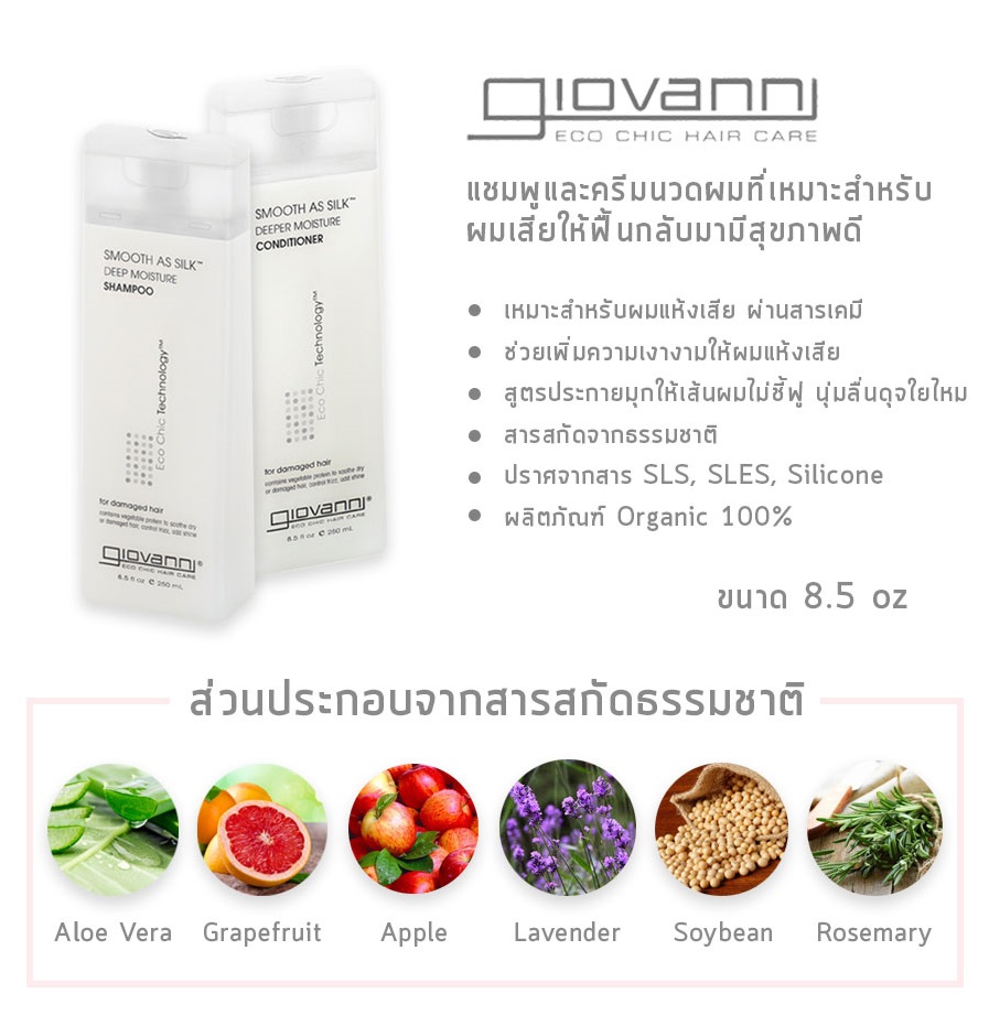 Giovanni | Eco Chic® Smooth As Silk Deep Moisture Shampoo, 8.5 oz
