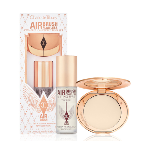 Airbrush Flawless Complexion Perfecting Set 2 Items แป้งปกปิดไร้รูขุมขนเรียบเนียนหน้าสว่างใสและสเปรย์เซ็ตเมคอัพที่ล็อคเมคอัพได้ถึงได้นานถึง 16 ชั่วโมง! 